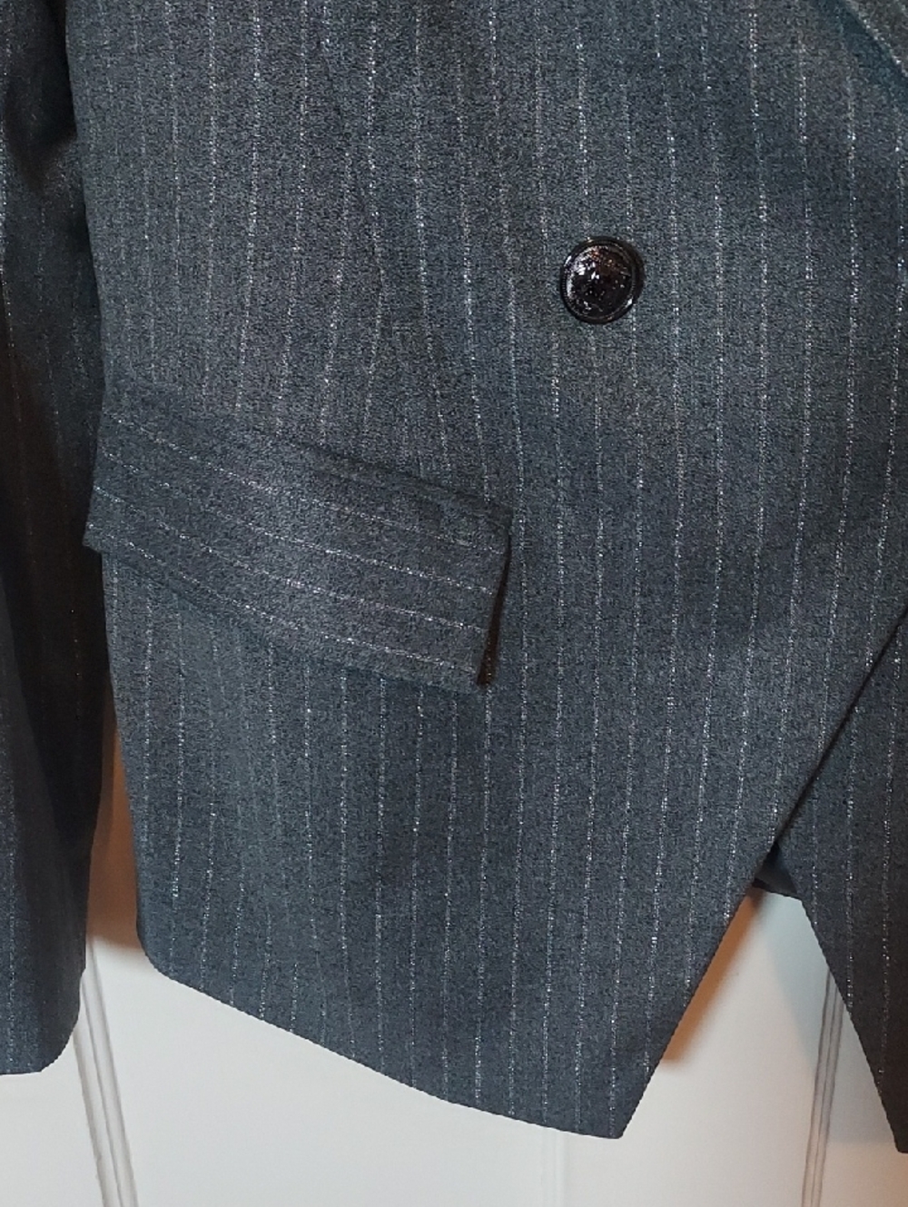 Ramy Brook Women's Collins Double-Breasted Metallic Pinstripe Blazer Size 8 - Picture 11 of 16